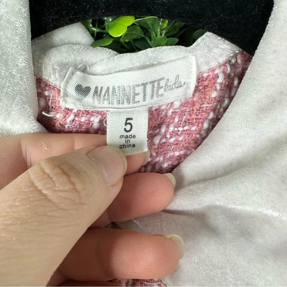 Nannette Pink and White Tweed girls jacket‎